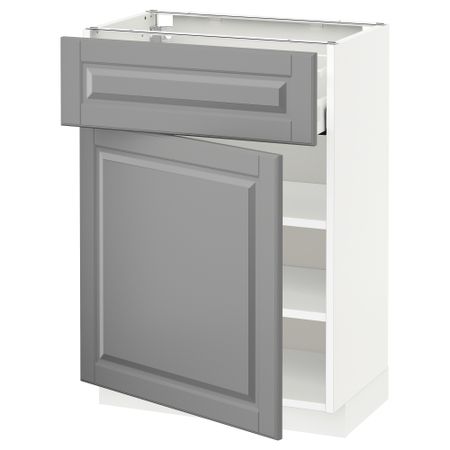 Напольный шкаф с ящиком, дверцей, белый, Bodbyn серый, 60x37 см IKEA METOD МЕТОД, MAXIMERA МАКСИМЕРА 594.602.69