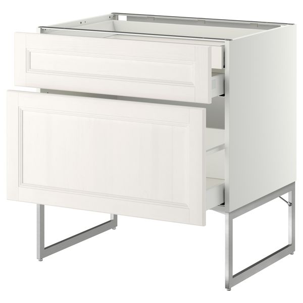 Напольный шкаф 2 фронтальных панели, 2 нижних,1 встроенный ящик МЕТОД / МАКСИМЕРА, белый, Лаксарби белый - схема-чертеж с размерами