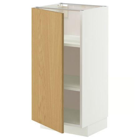 METOD Напольный шкаф с полками - белый/Sinarp дубовый шпон 40x37 см