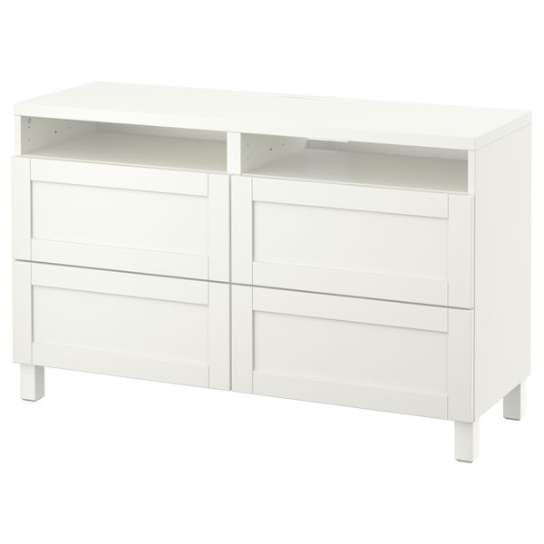 Тумба для ТВ с ящиками, 120x40x74 см, Hanviken белый IKEA BESTÅ БЕСТО 391.939.17 - фото 1