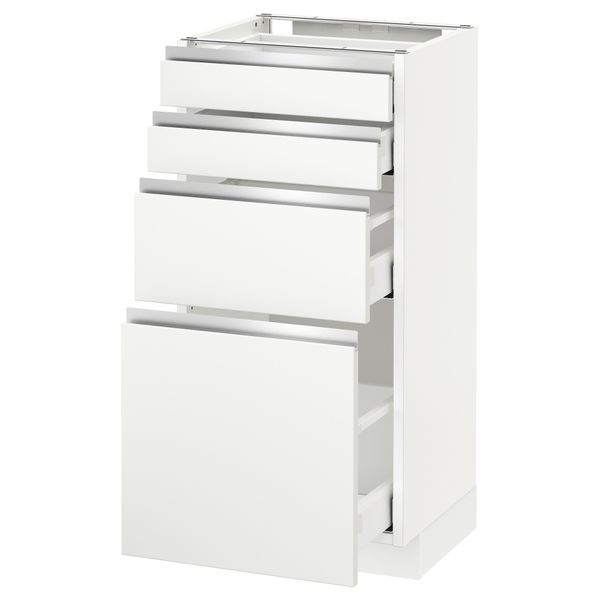 Напольный шкаф 4 фронтальных панели, 4 ящика МЕТОД / МАКСИМЕРА, белый, Нодста белый - схема-чертеж с размерами