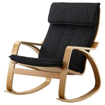 Кресло-качалка ПОЭНГ, дубовый шпон, Ранста черный