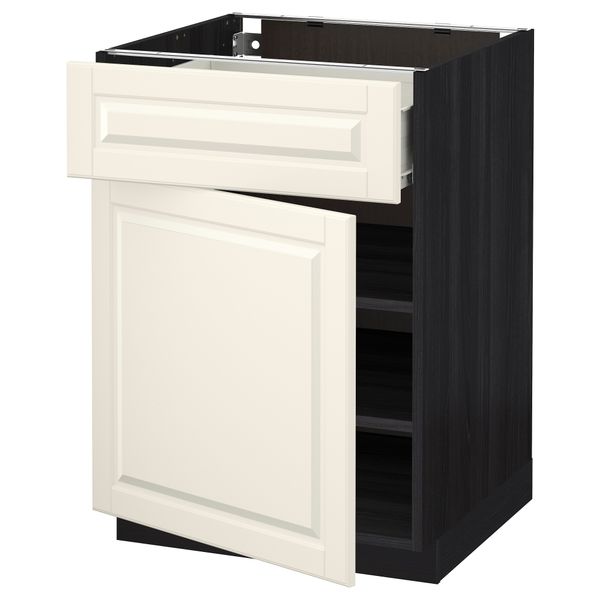 Напольный шкаф с ящиком, дверью МЕТОД / ФОРВАРА, черный, Будбин белый с оттенком - схема-чертеж с размерами