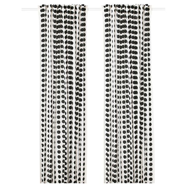 Гардины, 1 пара, белый, черный 145x300 см IKEA КЛАРАСТИНА 804.437.01 - фото 1