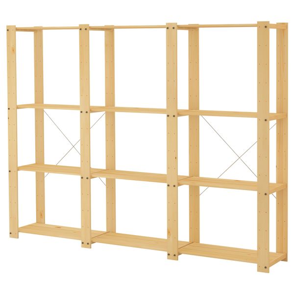 3 секции, полки ГОРМ, хвойное дерево (239x35x174 см) - схема-чертеж с размерами