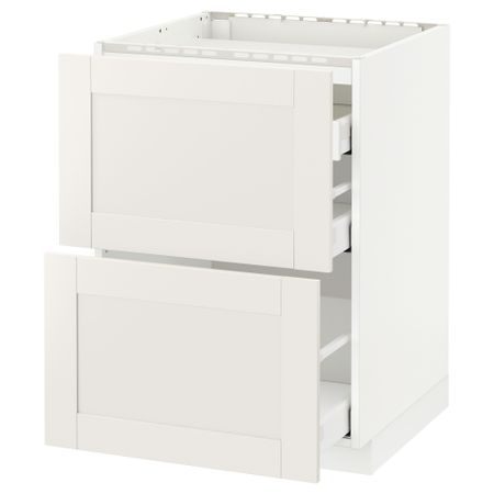 Напольный шкаф, 2 фронтальных панели, 3 ящика МЕТОД / МАКСИМЕРА, белый, Сэведаль белый