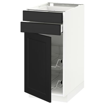 Напольный шкаф, дверца, 2 ящика, проволочных корзин МЕТОД / МАКСИМЕРА, белый, Лаксарби черно-коричневый