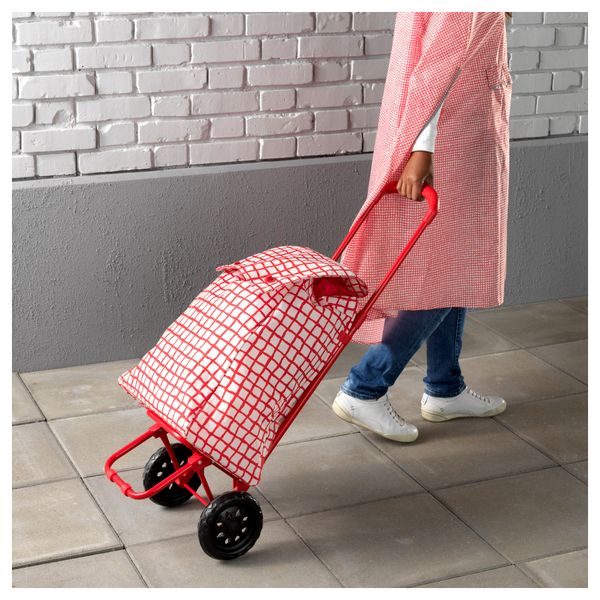Сумка хозяйственная на колесиках КНЭЛЛА, красный/белый - фото 2