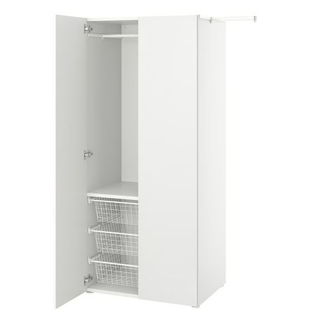 PLATSA Гардероб 2-дверный - белый/Fonnes белый 110-127x57x181 см