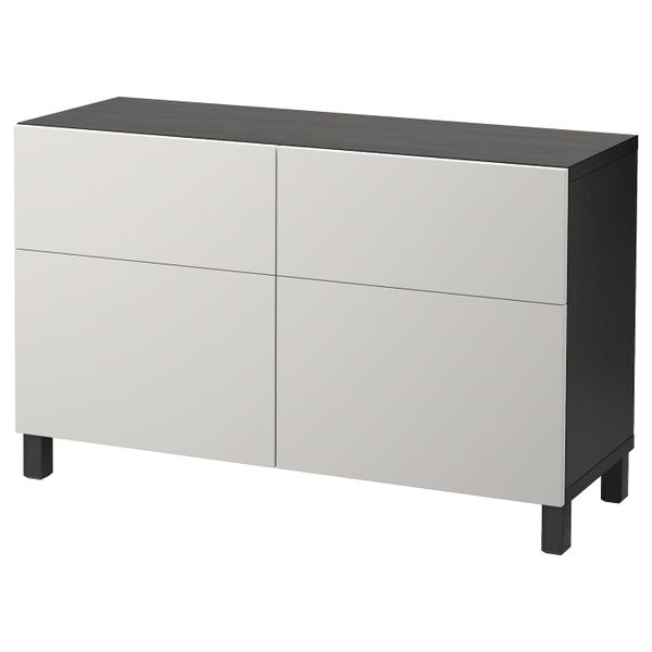 Комбинация для хранения с дверцами/ящ, черно-коричневый/Лаппвикен светло-серый 120x40x74 см IKEA БЕСТО 292.492.36 - фото 1