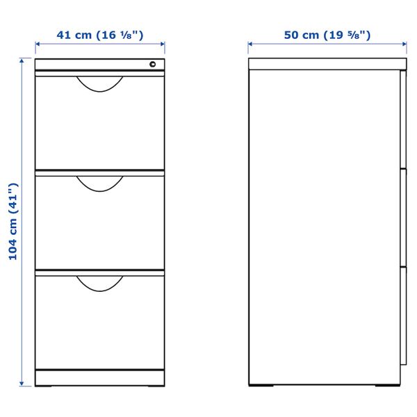 Шкаф для папок, черный 41x104 см IKEA ERIK ЭРИК 503.599.25 - схема-чертеж с размерами