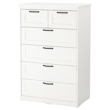 Комод с 6 ящиками, белый 82x126 см IKEA SONGESAND СОНГЕСАНД 403.667.85