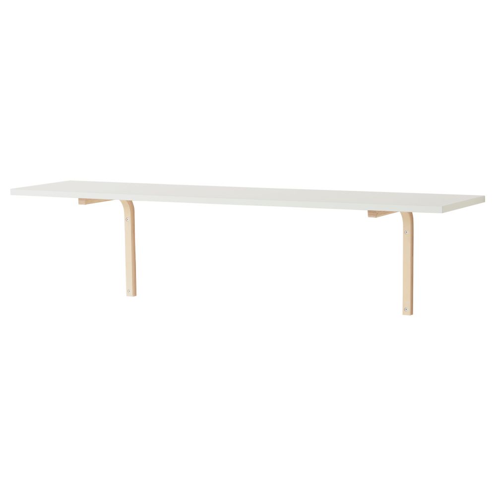 Полка с консолью ТОДАЛЕН, белый, фанера (119x28 см) - схема-чертеж с размерами