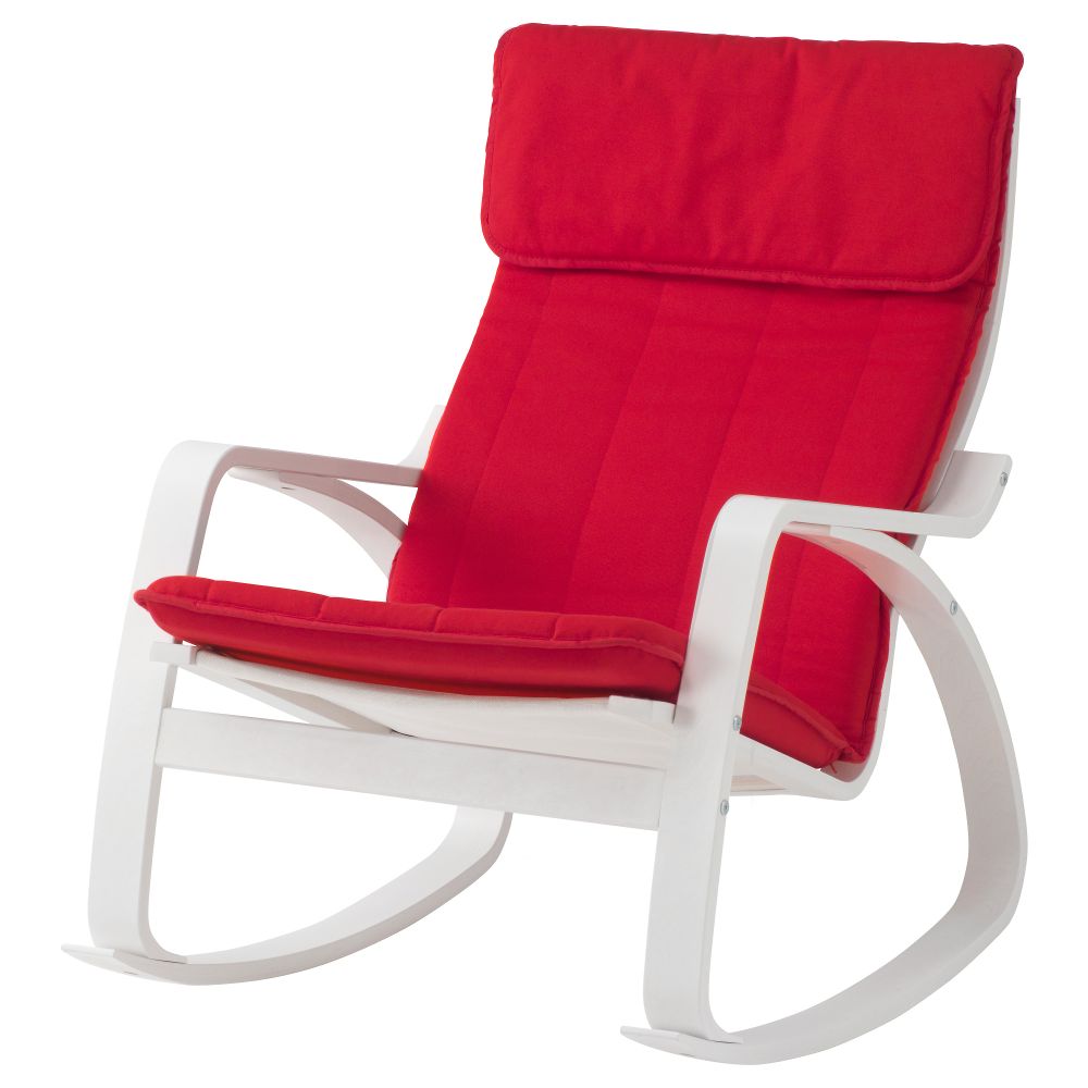 Кресло-качалка ПОЭНГ, белый, Ранста красный - фото 1