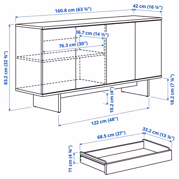 IKEA, дополнительный ракурс - схема-чертеж с размерами