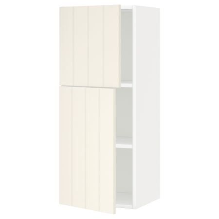 Навесной шкаф с полками, 2 дверцы МЕТОД, белый, Хитарп белый с оттенком
