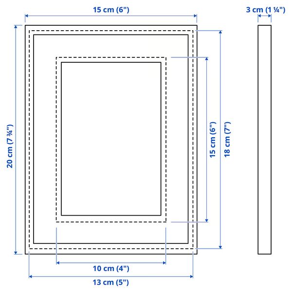 RÖDALM РЁДАЛЬМ Рама - белый 13x18 см - схема-чертеж с размерами