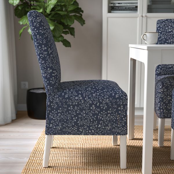Стул с чехлом средней длины, белый Ryrane темно-синий IKEA BERGMUND БЕРГМУНД 993.845.51 - фото 4