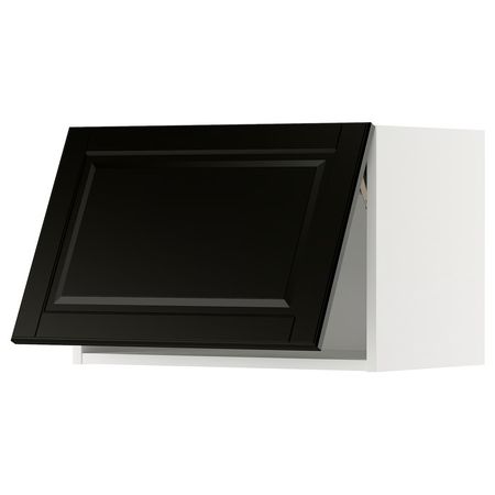 METOD Горизонтальный навесной шкаф - белый/Bodbyn чёрный 60x40 см