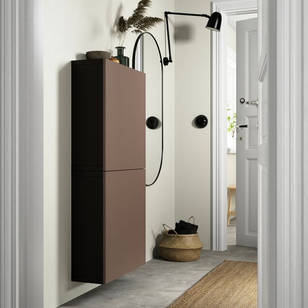 Навесной шкаф с 2 дверями, черно-коричневый/Хёртвикен коричневый 60x22x128 см IKEA BESTÅ БЕСТО 794.356.36 - фото 3