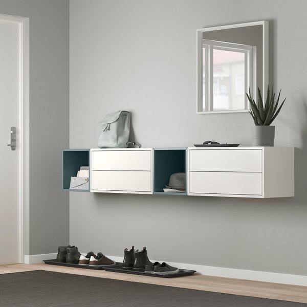 Комбинация настенных шкафов, белый/серо-бирюзовый 105x35x70 см IKEA EKET ЭКЕТ 193.860.64 - фото 4