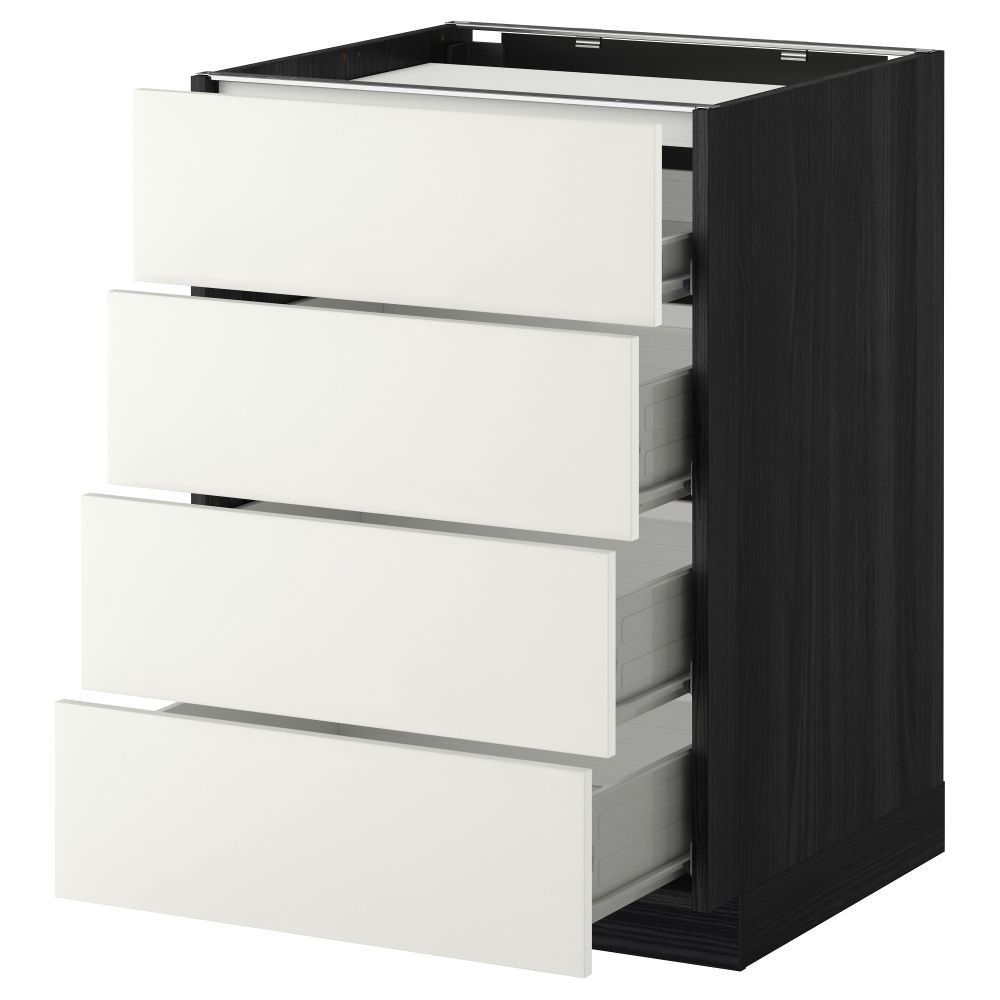 Напольный шкаф, 4 фронтальных панели, 4 ящика МЕТОД / ФОРВАРА, черный, Хэггеби белый - фото 1