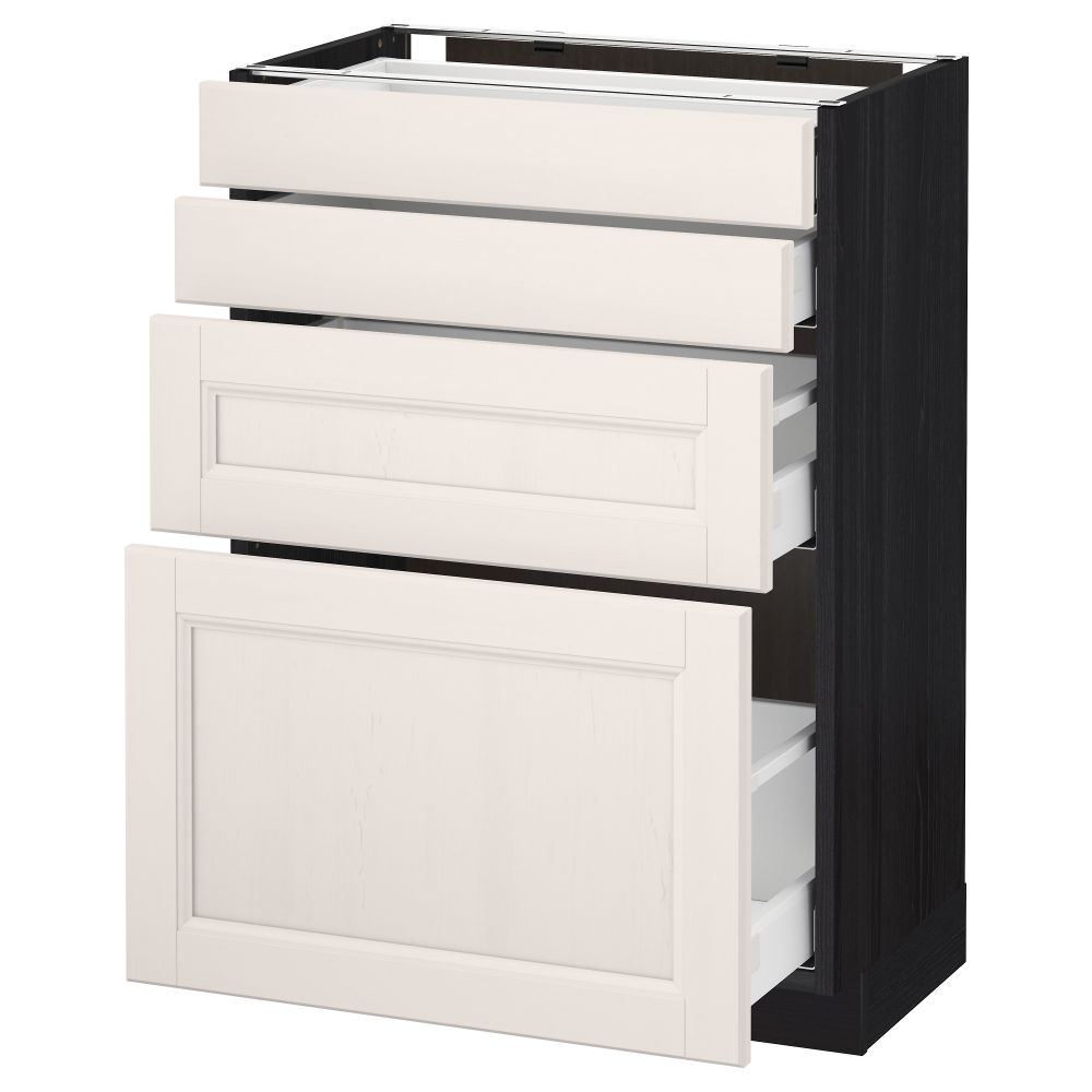 Напольный шкаф 4 фронтальных панели, 4 ящика МЕТОД / МАКСИМЕРА, черный, Лаксарби белый - схема-чертеж с размерами