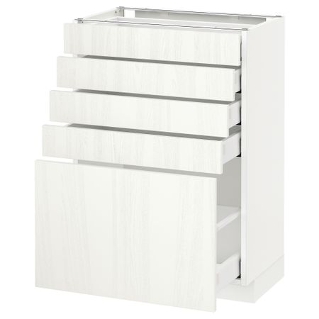 Напольный шкаф с 5 ящиками МЕТОД / МАКСИМЕРА, белый, Росдаль белый