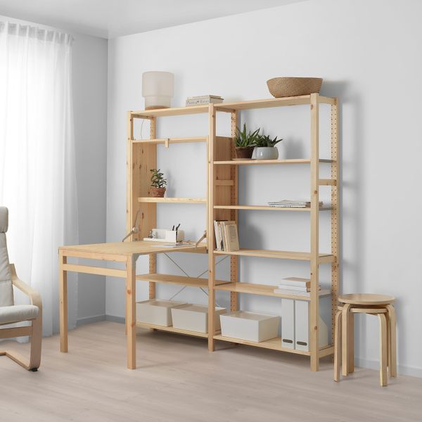 2 секции для хранения + складной столик, сосна 175x30-104x179 см IKEA IVAR ИВАР 292.485.62 - схема-чертеж с размерами