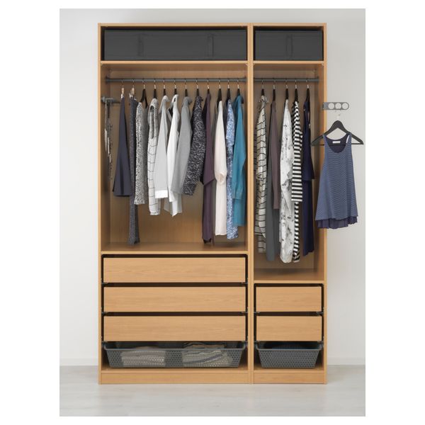 Гардероб ПАКС, под дуб, Викедаль зеркальное стекло (150x60x236 см) - схема-чертеж с размерами