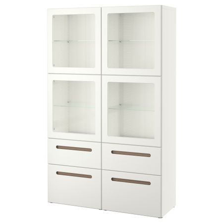 Комбинация для хранения со стеклянными дверцами БЕСТО, Марвикен белый прозрачное стекло (120x40x192 см)