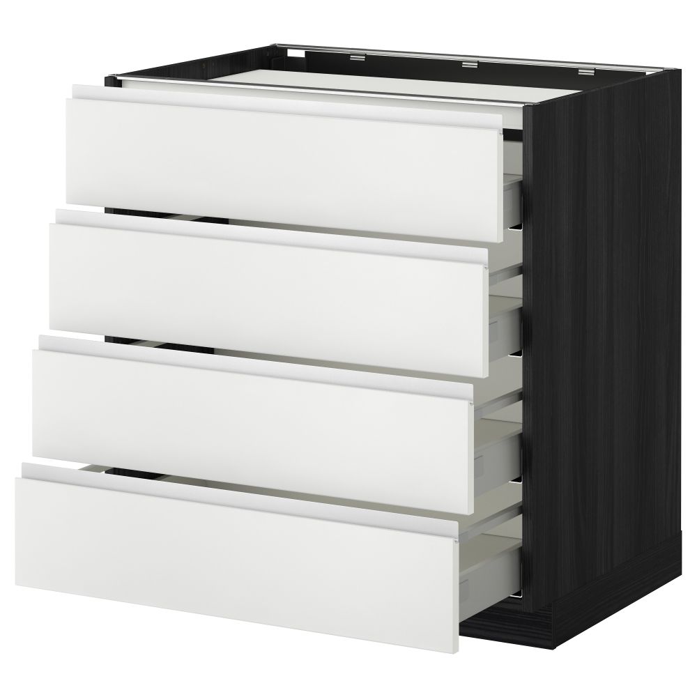 Напольный шкаф, 4 фронтальных панели, 4 ящика МЕТОД / МАКСИМЕРА, черный, Нодста белый - фото 1