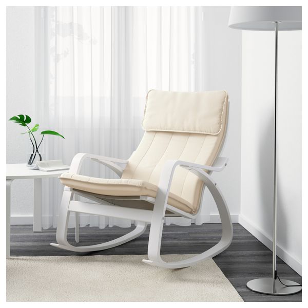 Кресло-качалка ПОЭНГ, белый, Ранста естественный - фото 2
