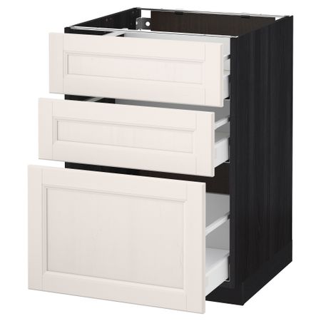 Напольный шкаф с 3 ящиками МЕТОД / МАКСИМЕРА, черный, Лаксарби белый
