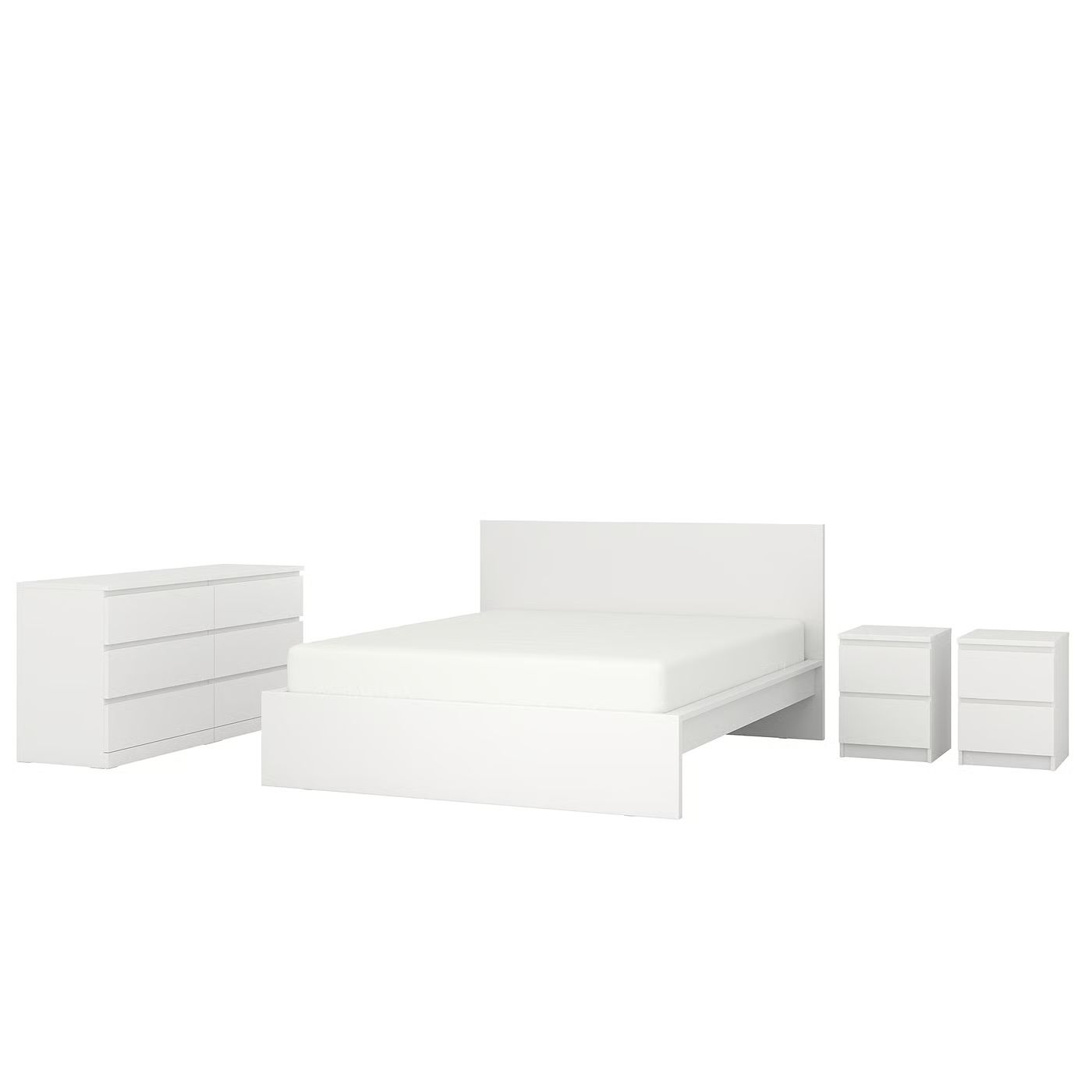 MALM Комплект мебели д/спальни, 4 предм. – белый 140×200 см
