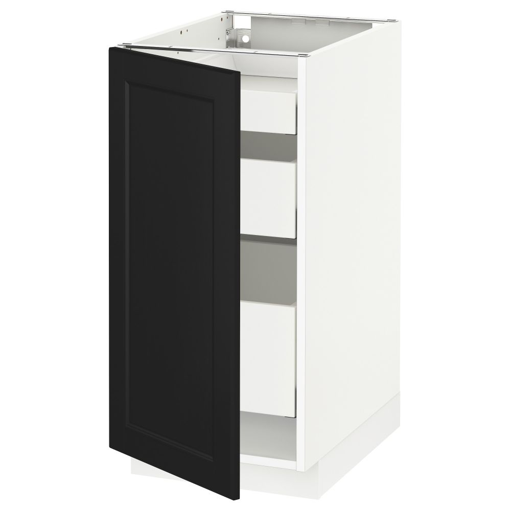 Напольный шкаф с 1 дверцей, 3 ящика МЕТОД / МАКСИМЕРА, белый, Лаксарби черно-коричневый - схема-чертеж с размерами