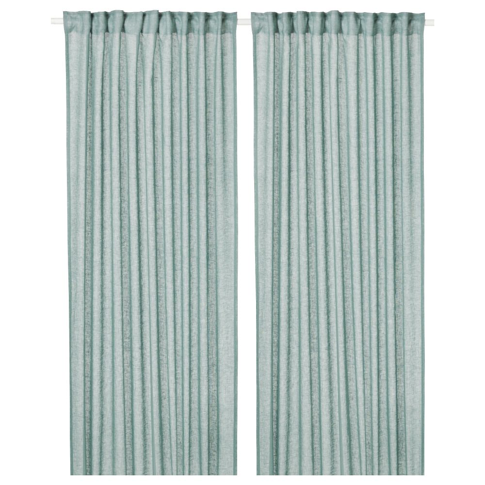Гардины, 1 пара ЛЕЙОНГЭП, зеленый (145x300 см) - фото 1
