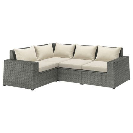Модульный угловой 3-местный диван, садовый, темно-серый/Холло бежевый IKEA СОЛЛЕРОН 492.884.96