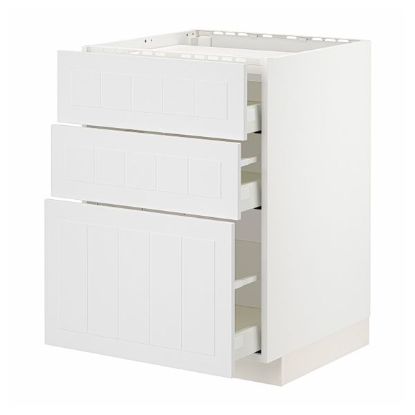 Шкаф для варочной панели/3фасада/3ящ, белый/Стенсунд белый 60x60 см IKEA METOD МЕТОД / MAXIMERA МАКСИМЕРА 494.097.09 - фото 1
