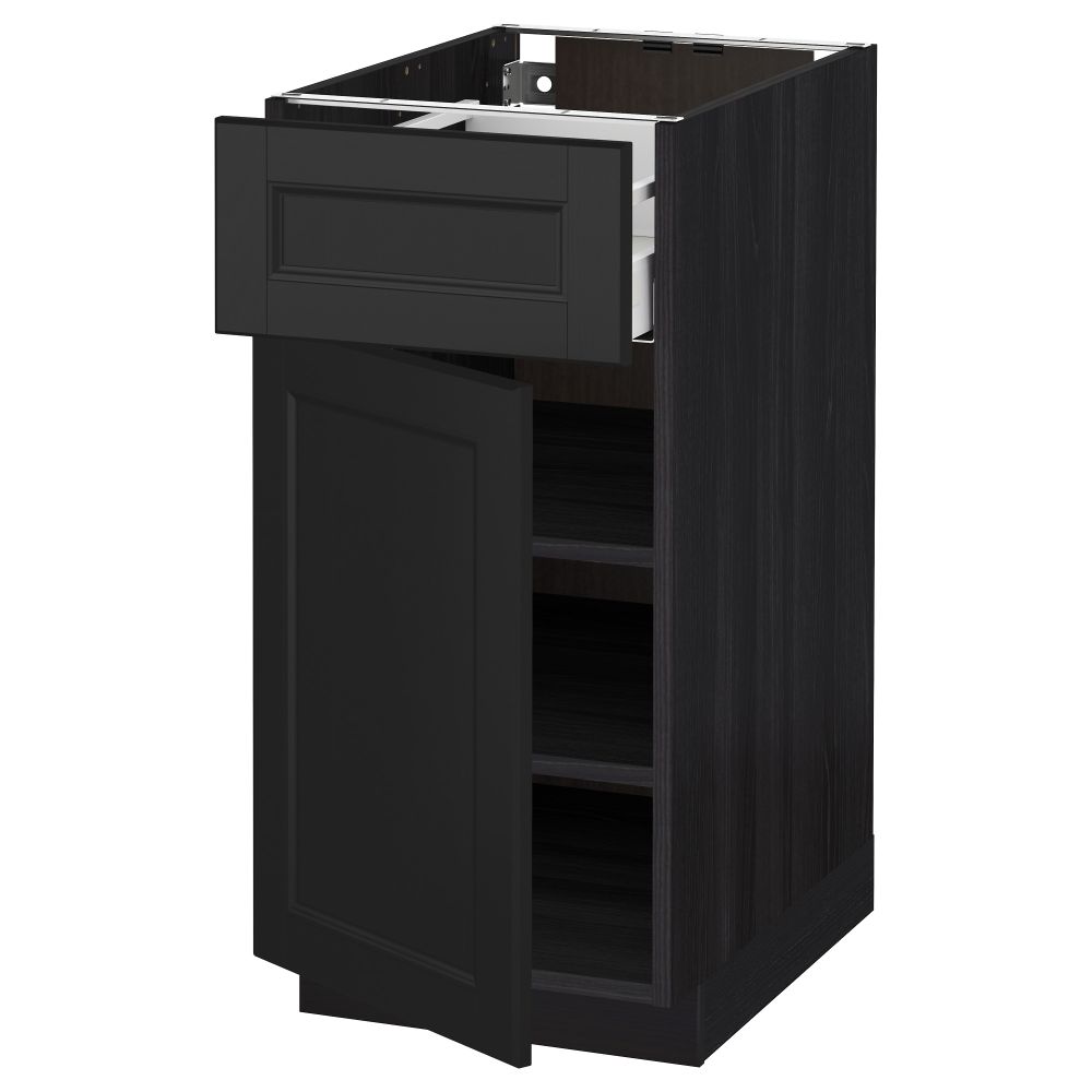 Напольный шкаф с ящиком, дверью МЕТОД / МАКСИМЕРА, черный, Лаксарби черно-коричневый - схема-чертеж с размерами