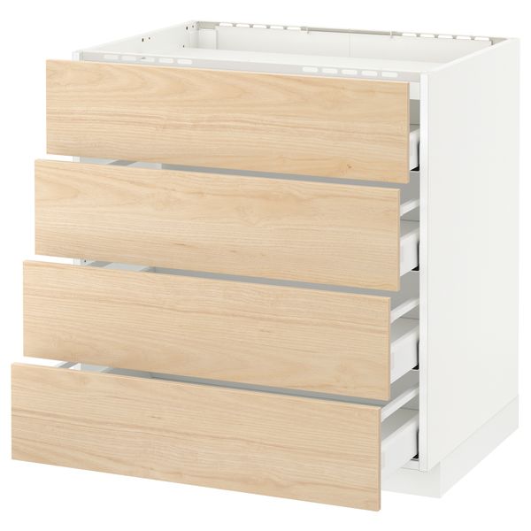 Напольный шкаф, 4 фронтальных панели, 4 ящика МЕТОД / МАКСИМЕРА, белый, Аскерсунд под светлый ясень ясень - схема-чертеж с размерами