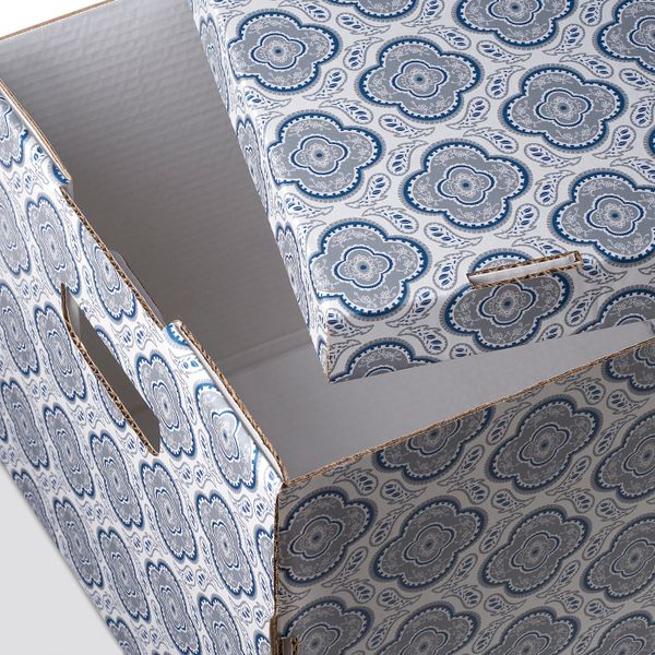 Коробка с крышкой, серый/цветок 33x38x30 см IKEA SMEKA СМЕКА 904.732.69 - фото 2