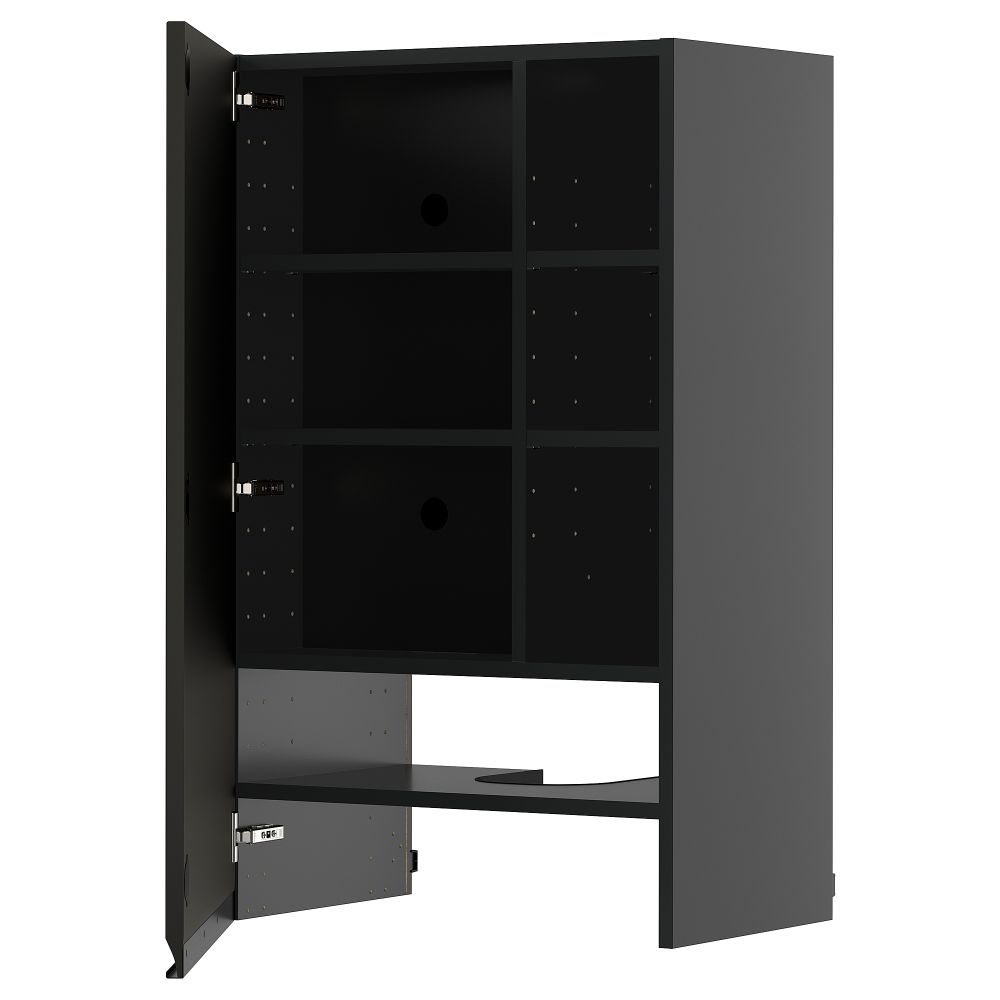 Навесной шкаф для вытяжки, полка, дверь, черно-серый, Upplöv матовый антрацит, 60x100 см IKEA METOD МЕТОД 495.890.17 - фото 1