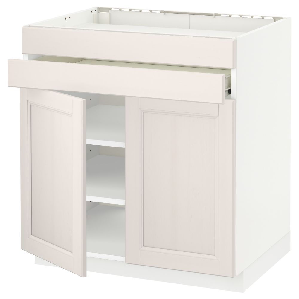 Напольный шкаф для варочной панели, 2 ящика, 2 фасада, 1 ящик МЕТОД / ФОРВАРА, белый, Лаксарби белый (80x60 см) - схема-чертеж с размерами