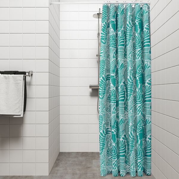 Штора для ванной, бирюзовый/белый 180x200 см IKEA GATKAMOMILL ГАТКАМОМИЛЛ 504.662.04 - схема-чертеж с размерами