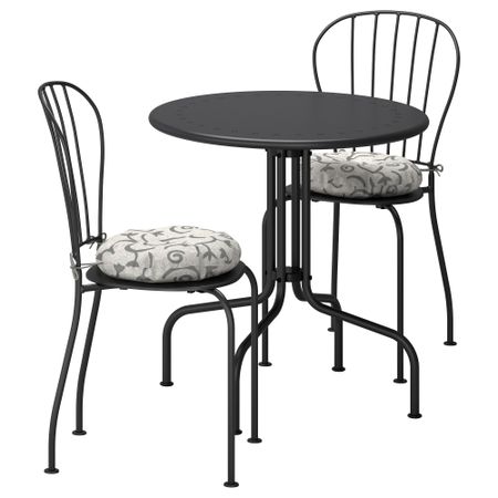 Стол + 2 стула, для сада ЛЭККЭ, серый, Стегон бежевый