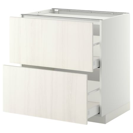 Напольный шкаф, 2 фронтальных панели, 3 ящика МЕТОД / МАКСИМЕРА, белый, Росдаль белый