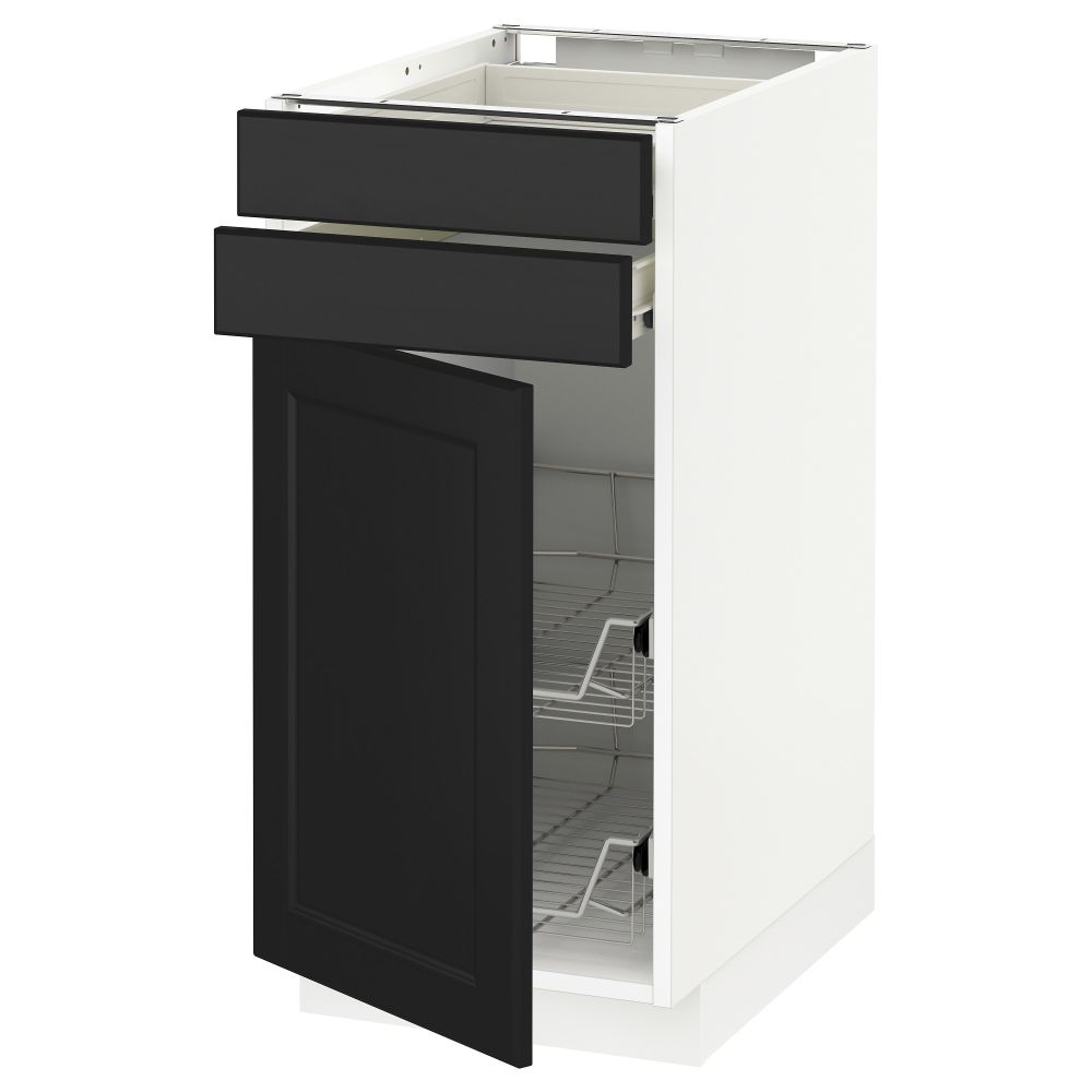 Напольный шкаф, дверца, 2 ящика, проволочных корзин МЕТОД / ФОРВАРА, белый, Лаксарби черно-коричневый - схема-чертеж с размерами