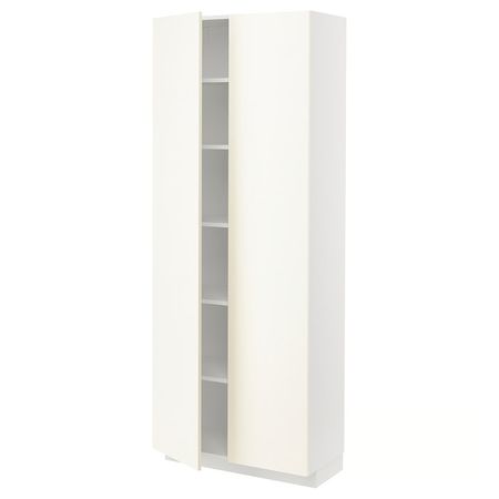METOD Высокий шкаф с полками - белый/Vallstena белый 80x37x200 см