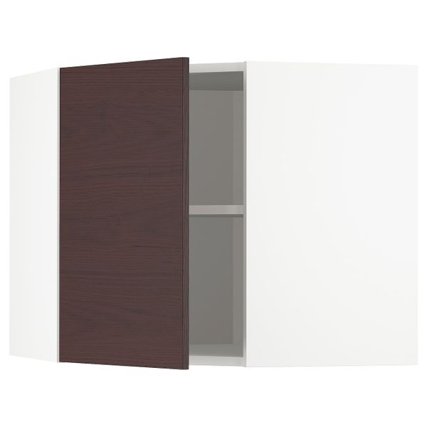 Угловой навесной шкаф с полками, белый Аскерсунд/темно-коричневый под ясень 68x60 см IKEA METOD МЕТОД 693.354.30 - фото 1